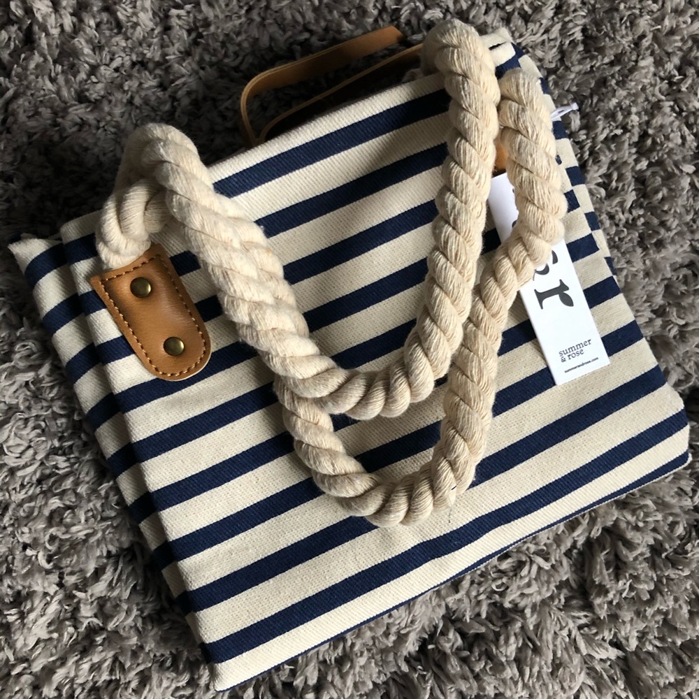 Summer & Rose Striped Canvas Tote NWT